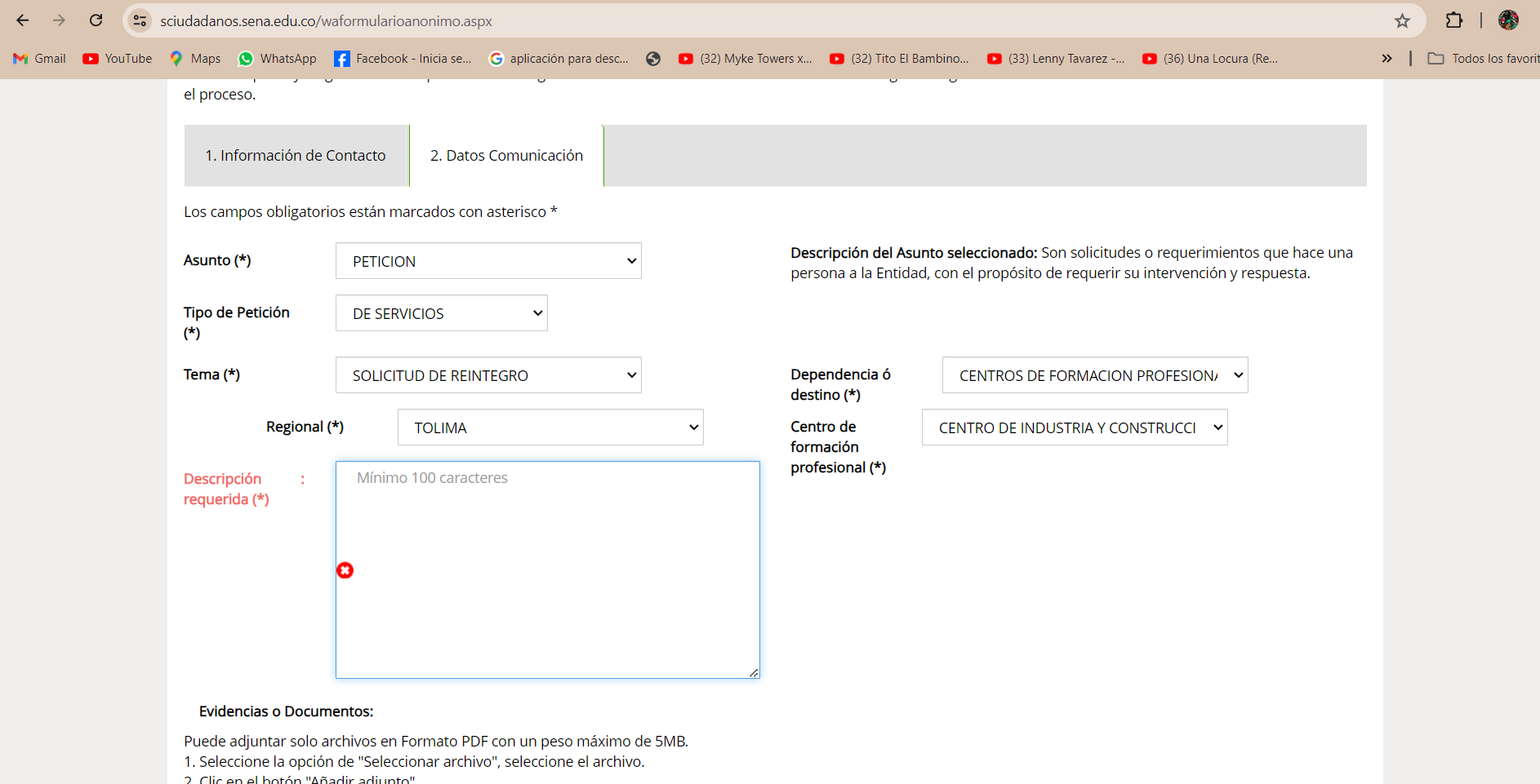 Completar información